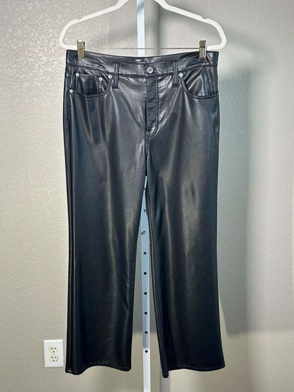 J.Crew Faux Leather Wide-Leg Crop Pant in Black